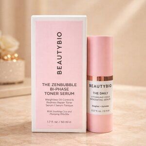 BeautyBio ZenBubble Bi-Phase Toner Serum + The Daily Vitamin C Serum Duo NIB